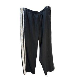 Nike Black Athletic Pants With White Side Stripes Size L Elastic Waist Mens Spor
